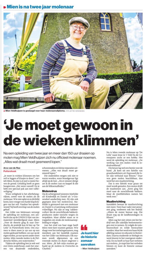 Interview met molenaar Mien Veldhuijzen.